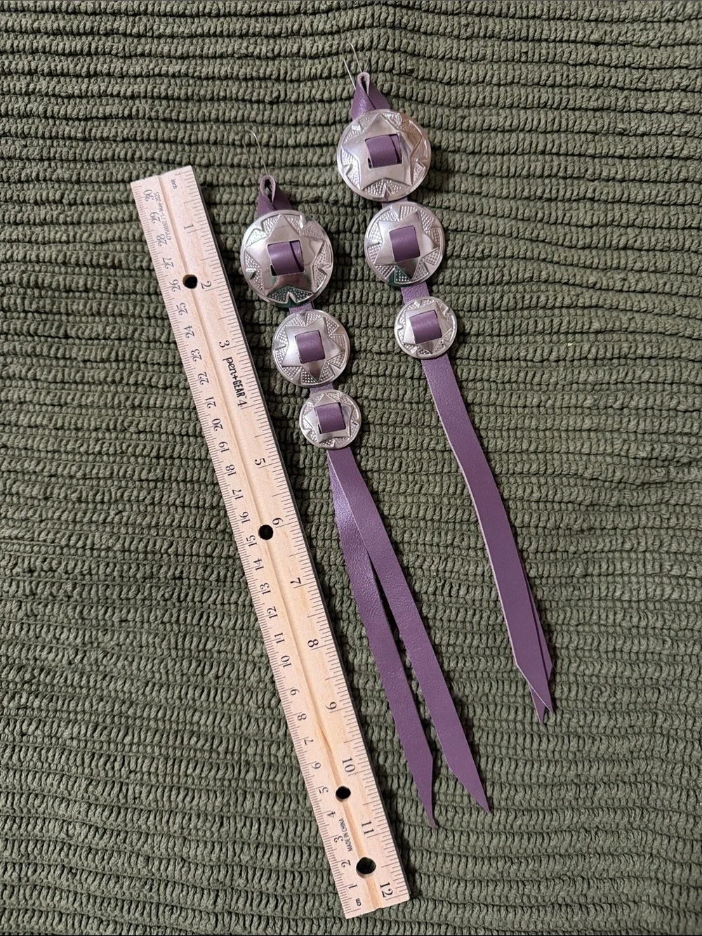 Saddle Tramp Lavender Ribbon Concho Drop Earrings